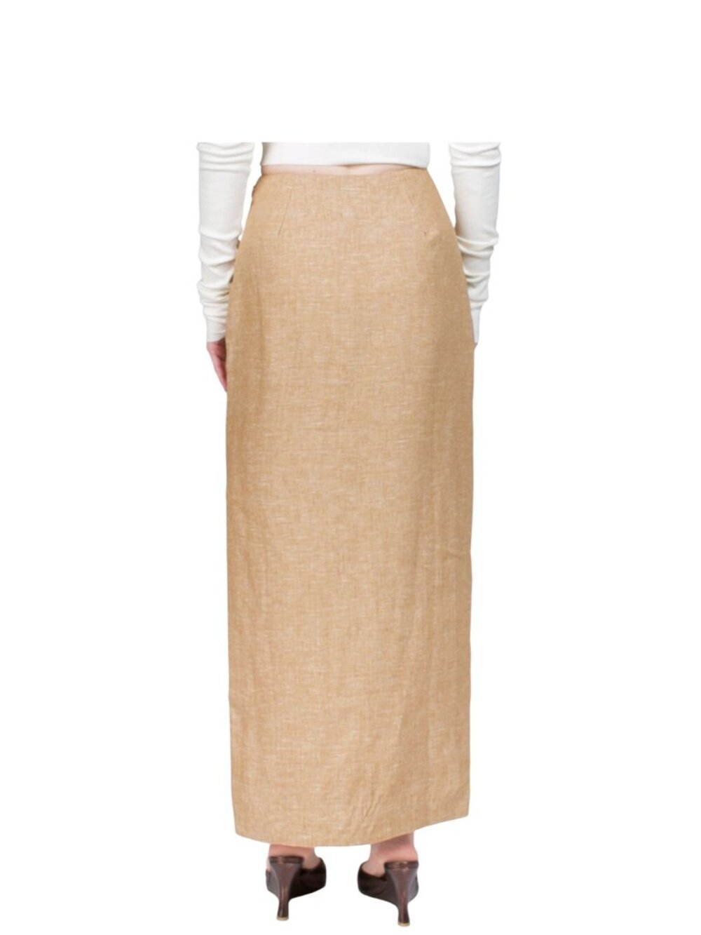 Posse Nancy Linen Pencil Maxi Skirt Walnut Medium M - Picture 6 of 12